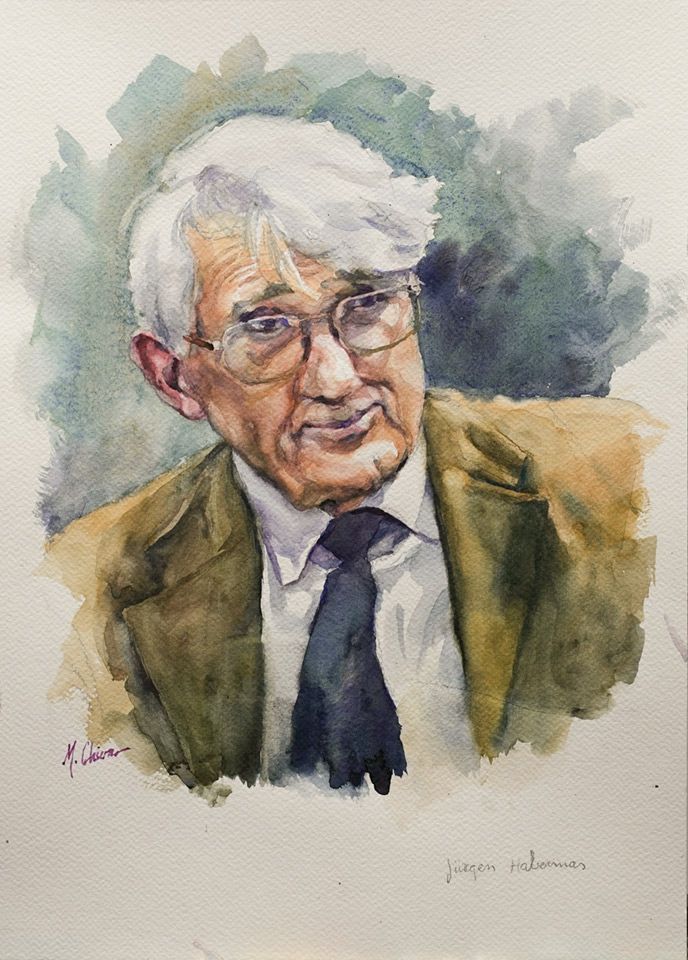 Manolo Chiva. Aquarel·la. Filòsofs. Jürgen Habermas 