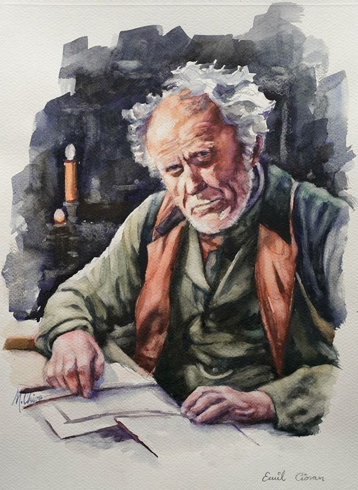 Manolo Chiva. Aquarel·la. Filòsofs. Emil Cioran 