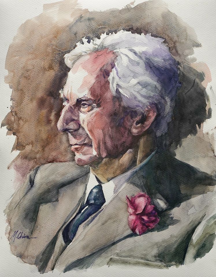 Manolo Chiva. Aquarel·la. Filòsofs. Bertran Russell 