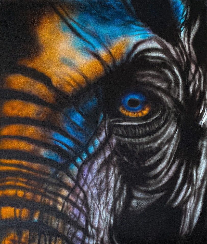 Miguel Nieto. Aerògraf. Ull d'animal. Elefant 